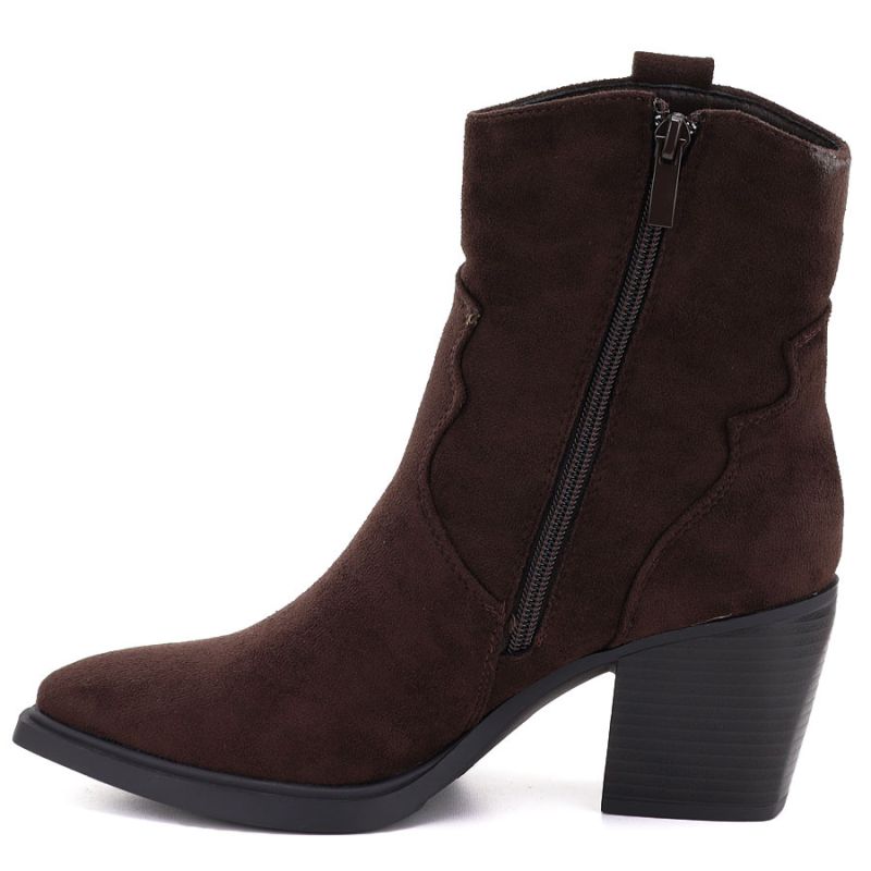 Women's insulated cowboy boots with fringes, chocolate M.Daszyński MR2520-1