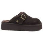 Women's leather insulated flip-flops on a chocolate platform Big Star UU274697