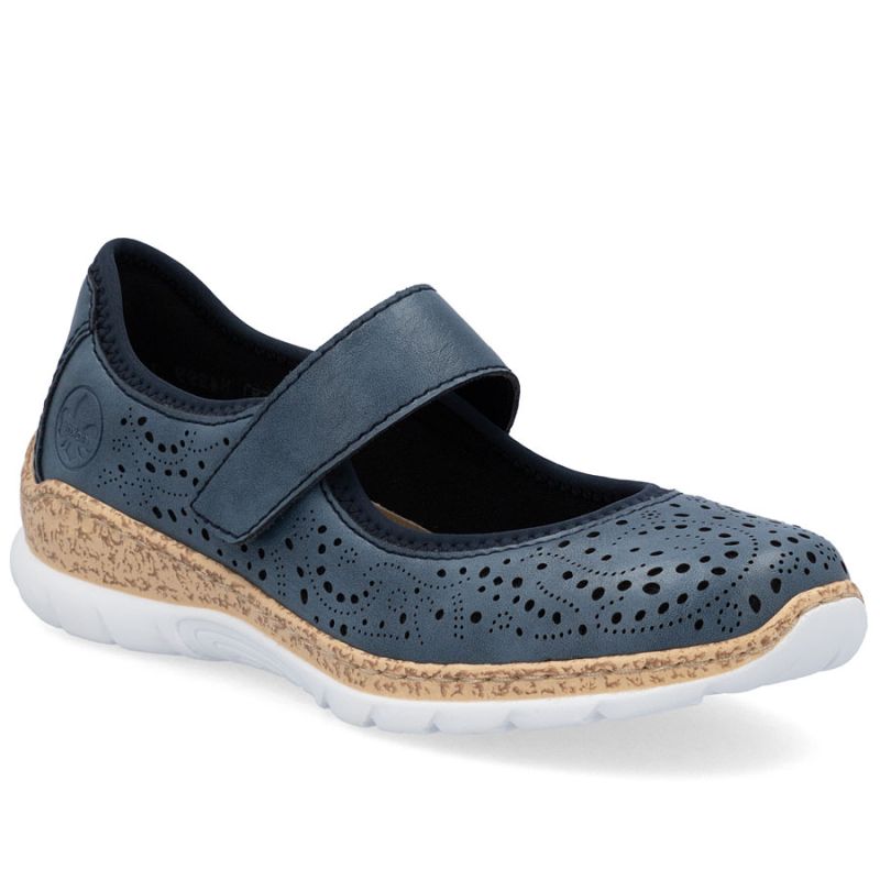 Rieker N4299-14 women's comfortable velcro shoes, openwork, blue To be categorized Your Sports Performance