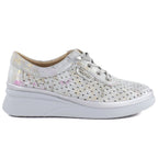 Women's leather openwork wedge shoes, gray Vinceza 79603 To be categorized Your Sports Performance