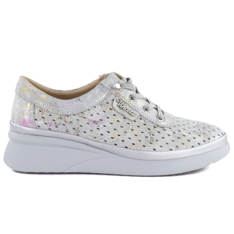 Women's leather openwork wedge shoes, gray Vinceza 79603 To be categorized Your Sports Performance