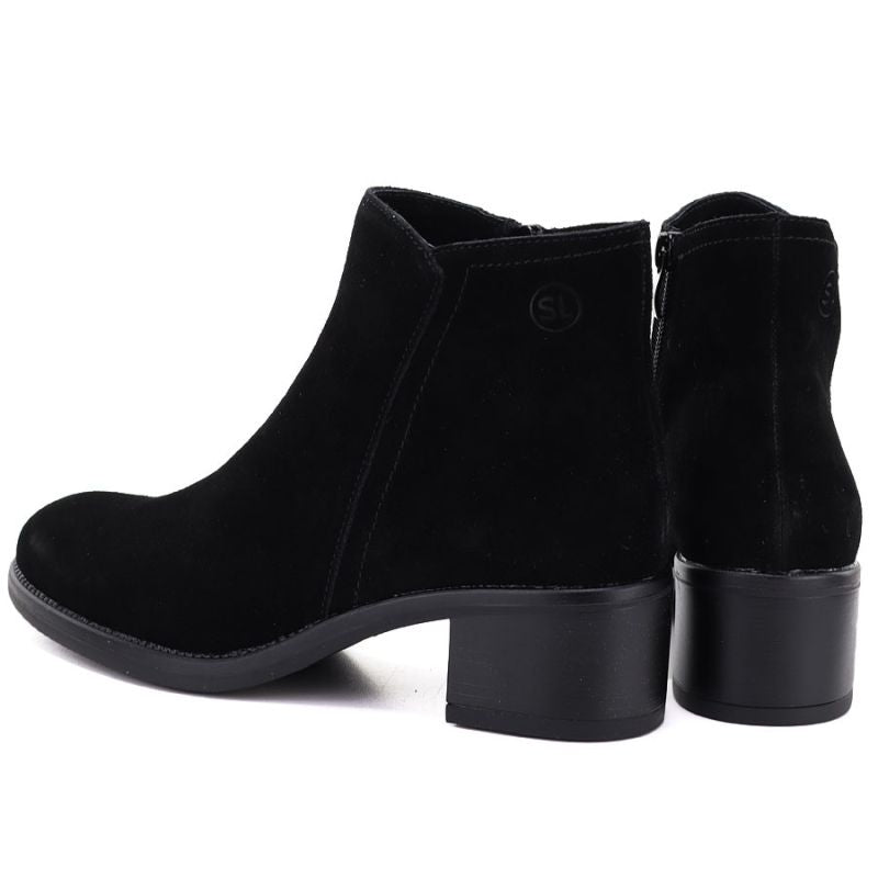 Women's leather ankle boots with a block heel, black Sergio Leone BT-52-S