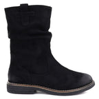 Women's insulated ankle boots with a ruffled upper, black M.Daszyńskie SA296-5