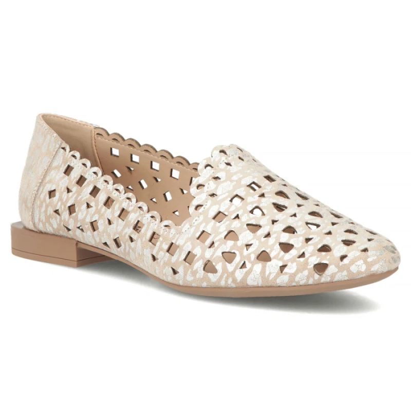Women's leather openwork shoes, beige, Filippo DP7710 Filippo