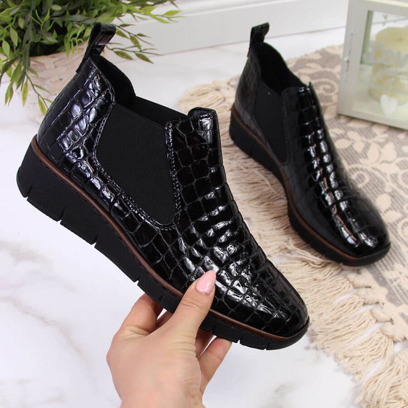 Rieker W R474 snakeskin leather ankle boots black Footwear/Lifestyle/Rieker Your Sports Performance