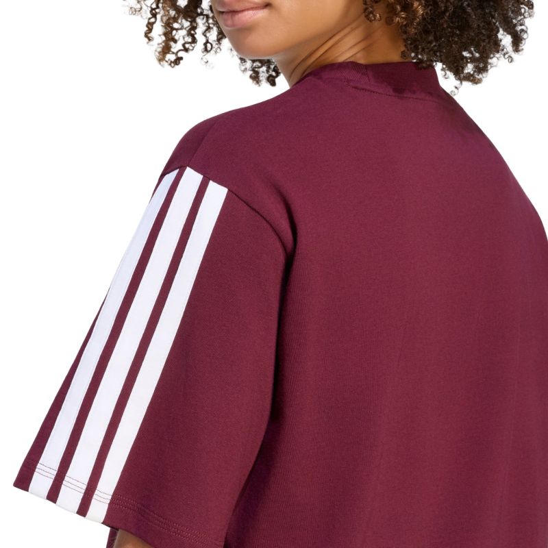Women's adidas Essentials 3-Stripes Boyfriend T-Shirt in Burgundy KF6287