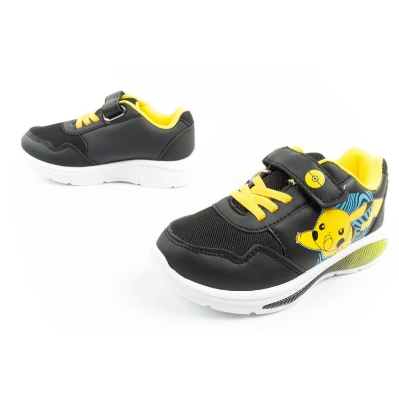 Leomil Pokemon children's sports shoes sneakers lightweight with velcro black yellow Leomil