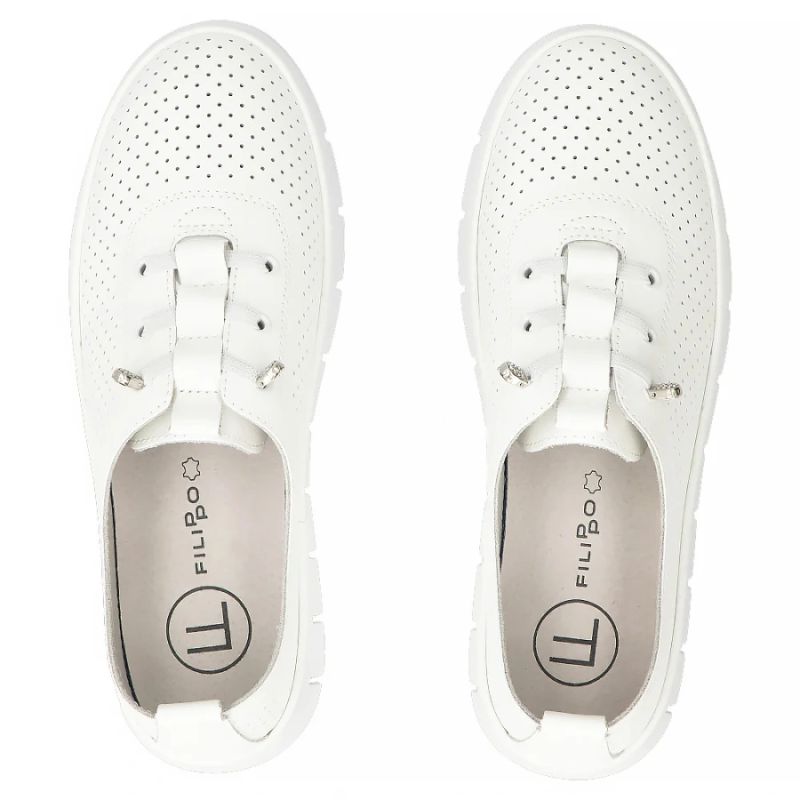 Women's leather openwork shoes, white Filippo DP7671 Footwear Your Sports Performance