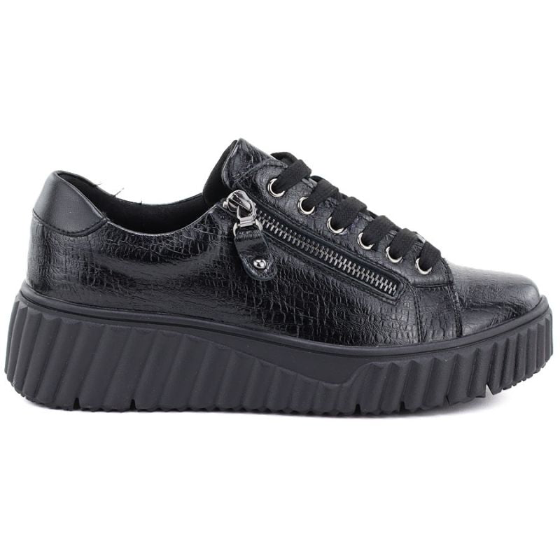Women's patent leather platform shoes, black, Vinceza 133134