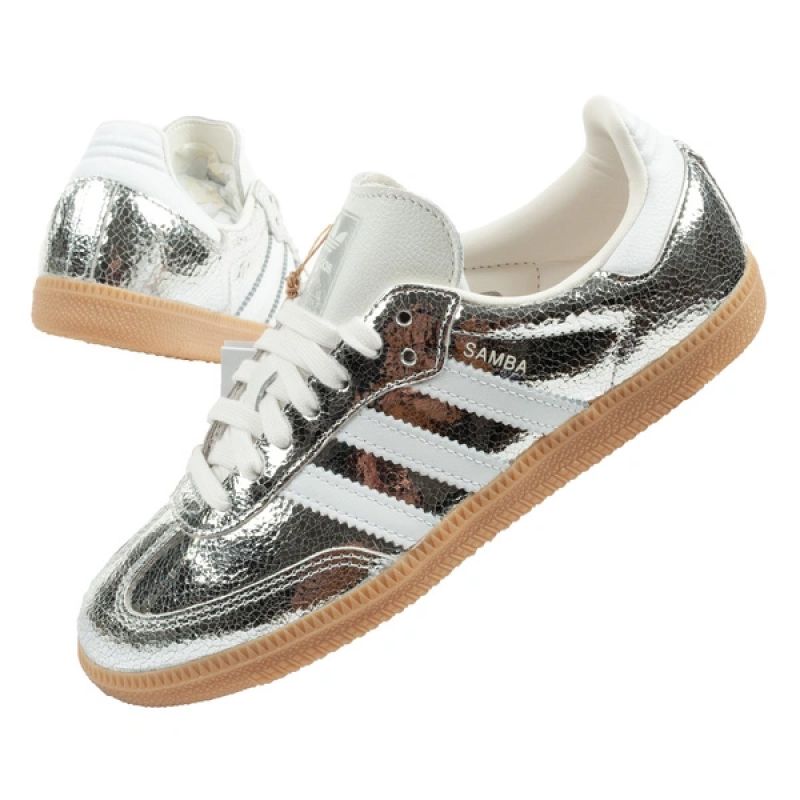 Adidas women's sports shoes Samba OG silver sneakers fashionable leather adidas