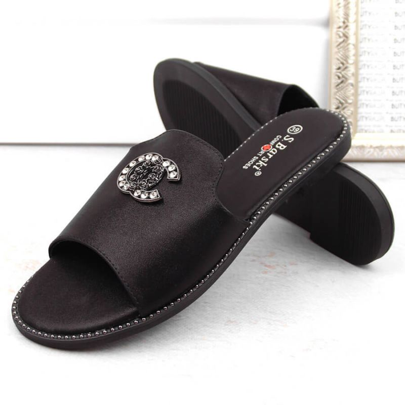 Comfortable flip-flops with rhinestones S.Barski W OLI258A, black Footwear/Lifestyle/S.Barski Your Sports Performance