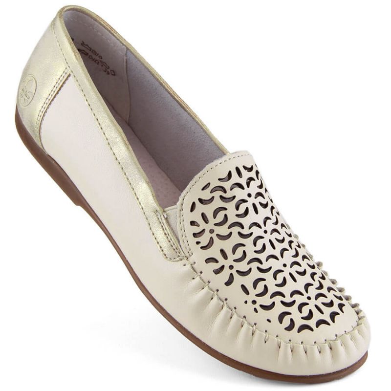 Rieker W RKR658 comfortable leather openwork shoes, beige Fashion/Footwear Your Sports Performance