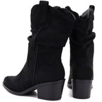 Women's ankle boots, ruffled cowboy boots, black, Vinceza HX27-16536