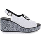 Women's leather wedge sandals with openwork white S.Barski 7014 S.Barski