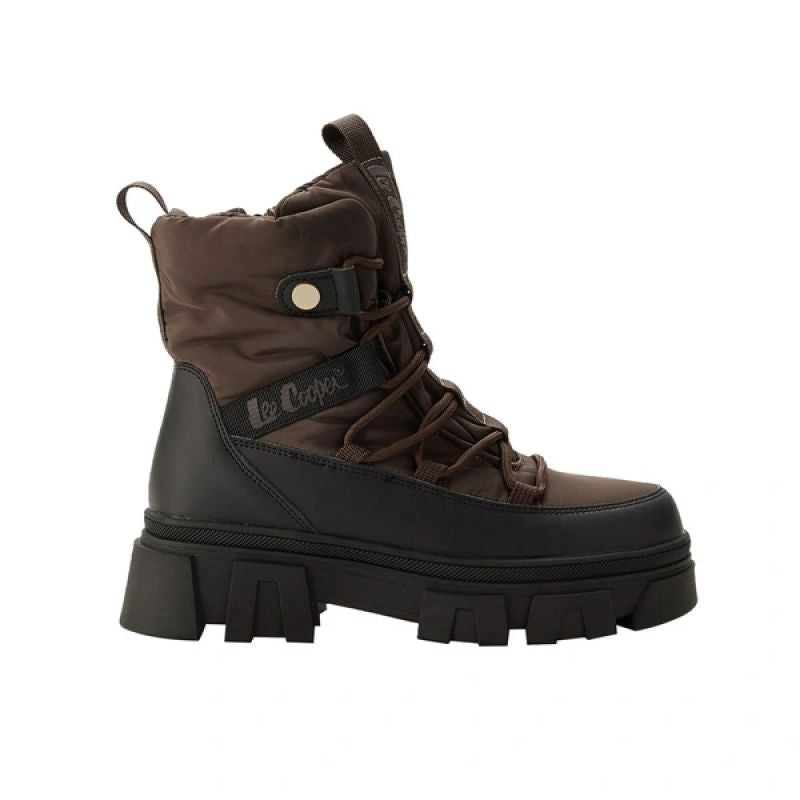 Lee Cooper Women’s Brown Winter Boots, Fleece-Lined Ankle Boots with Zip