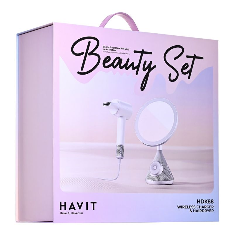 HAIR DRYER SET WITH COSMETIC MIRROR WITH WIRELESS CHARGING FUNCTION AGD - Produkty/Suszarki do włosów Your Sports Performance