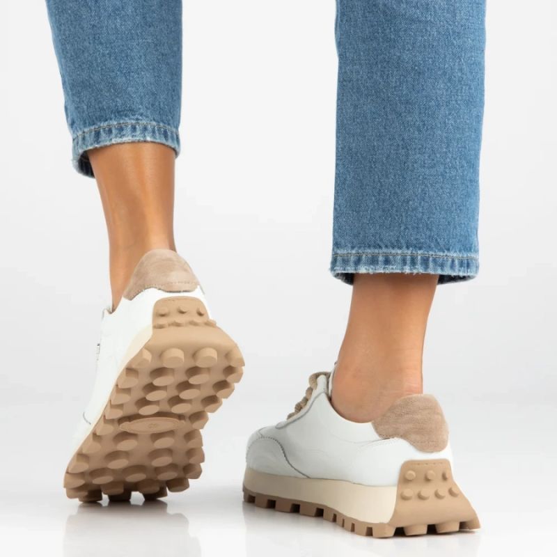 Leather platform sneakers, white, Filippo DP7498