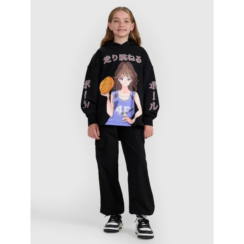 Girls' sweatshirt with hood, open, 4F 4FJRAW25TSWSF2293-20S *Kategoria tymczasowa Your Sports Performance