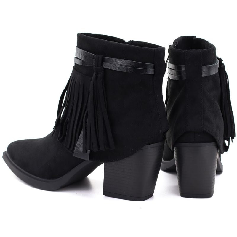 Women's cowboy boots with fringes, insulated, black M.Daszyński