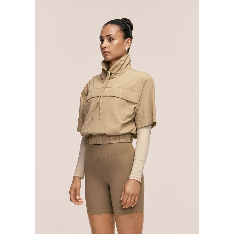 CASALL Women's Active Short Sleeve Track Jacket, Sand Color