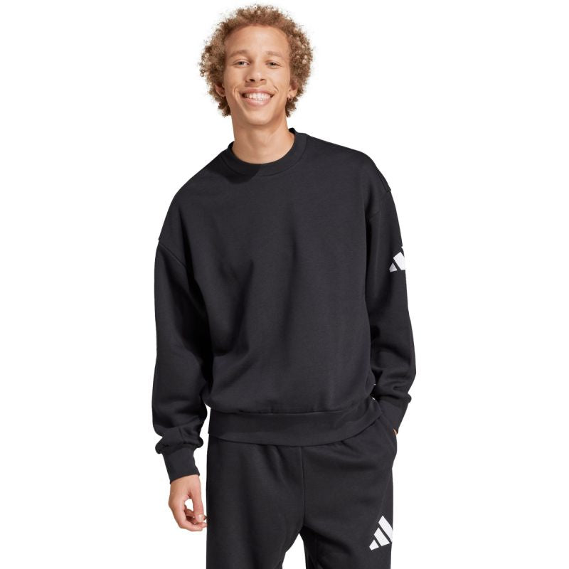 Men's adidas Essentials Loose Fit 3 Bar Logo Sweatshirt Black JF3542 In preparation Adidas
