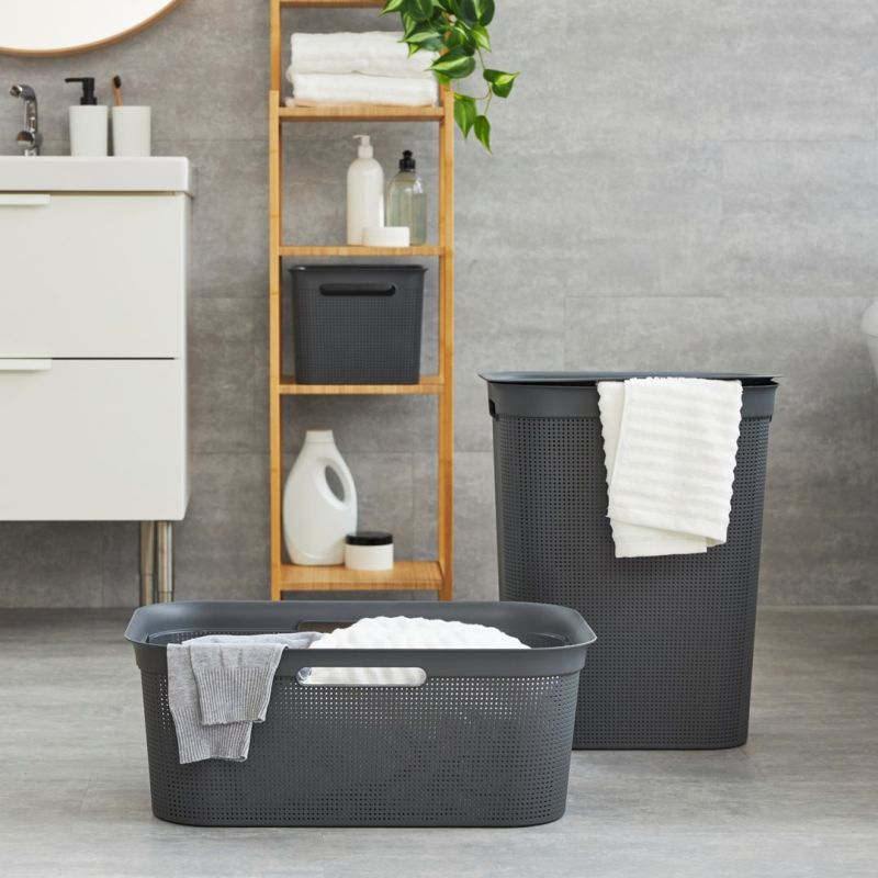 ROTHO Laundry basket 50L BRISEN black Dla zwierząt/Miski, pojemniki i poidełka (uniwersalne) Your Sports Performance