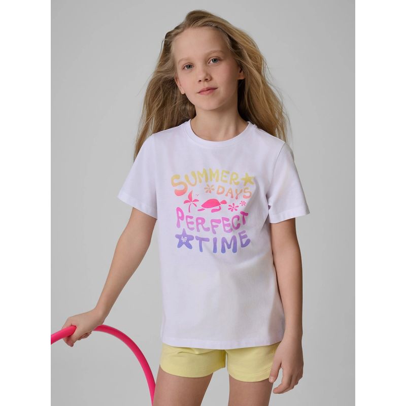Girls' cotton T-shirt 4F 4FJRSS26TTSHF3913-10S