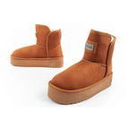 D.Franklin women's winter snow boots, fashionable fur lined, brown ankle boots D.Franklin