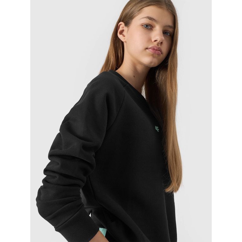 Girls' organic cotton sweatshirt, no zipper, no hood, 4F Junior *Kategoria tymczasowa Your Sports Performance