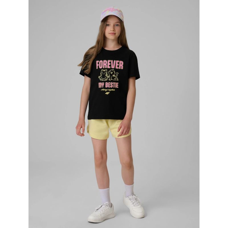 Girls' regular printed T-shirt 4F 4FJRAW26TTSHF4240-20S