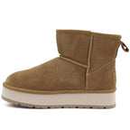 Women's leather ankle boots with platform, beige Big Star UU274692