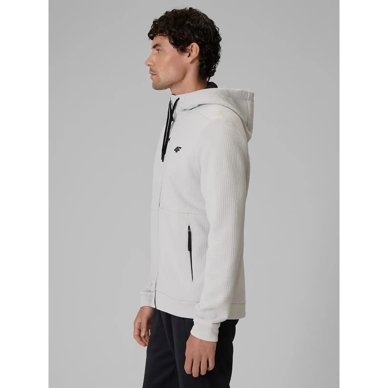Men's regular training sweatshirt made of structured knit fabric 4F 4FWAW26TFSWM0891-11S