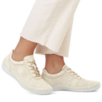Rieker 52546-60 women's perforated leather shoes in beige Footwear Your Sports Performance
