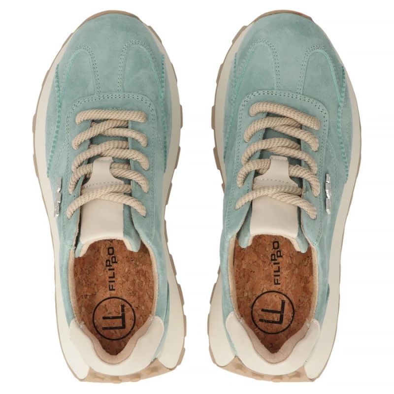 Leather platform sneakers in green Filippo DP7498