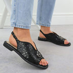 Women's black leather sandals S.Barski KV51-094 Footwear Your Sports Performance