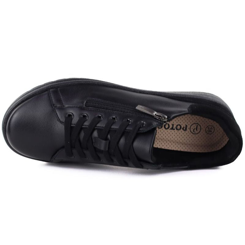 Women's black leather shoes with a zipper Potocki JE19402 Potocki