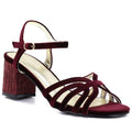 Women's Burgundy Block Heel Sandals D&A by S.Barski SR61-0102 D&A