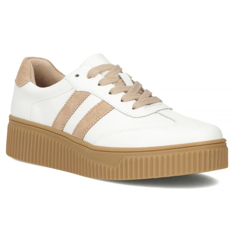 Women's leather suede platform shoes, white Filippo DP6776