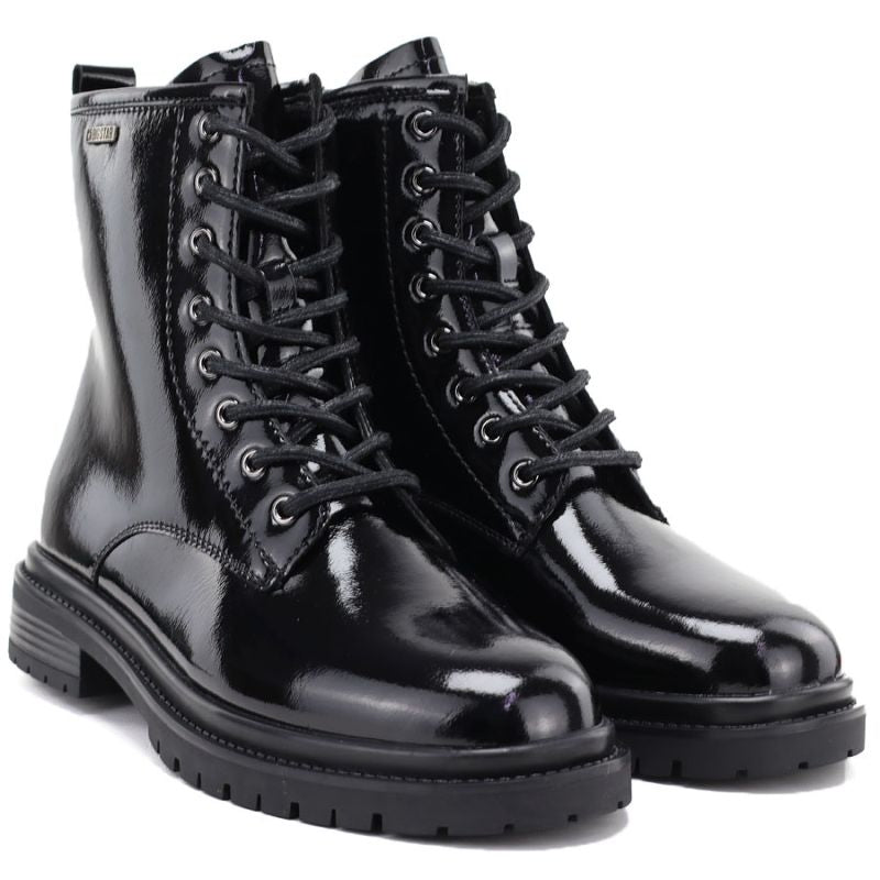 Women's leather ankle boots, patent leather, black Big Star UU274613