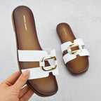Women's slippers with decoration, white, Sergio Leone SK077H Footwear Your Sports Performance