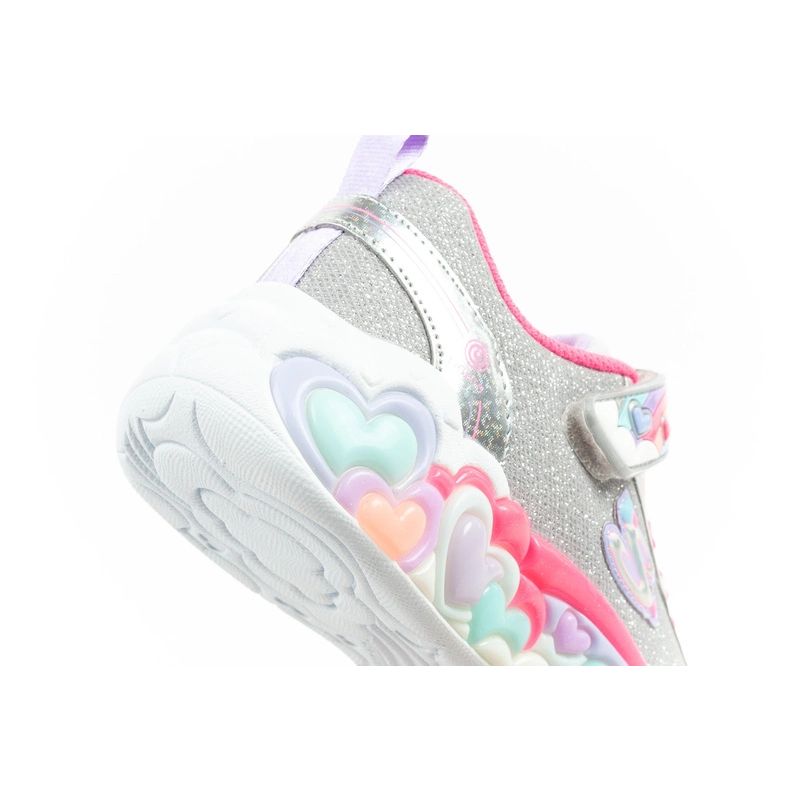 Skechers S Lights LED Children's Velcro Shoes for Girls Gray Skechers