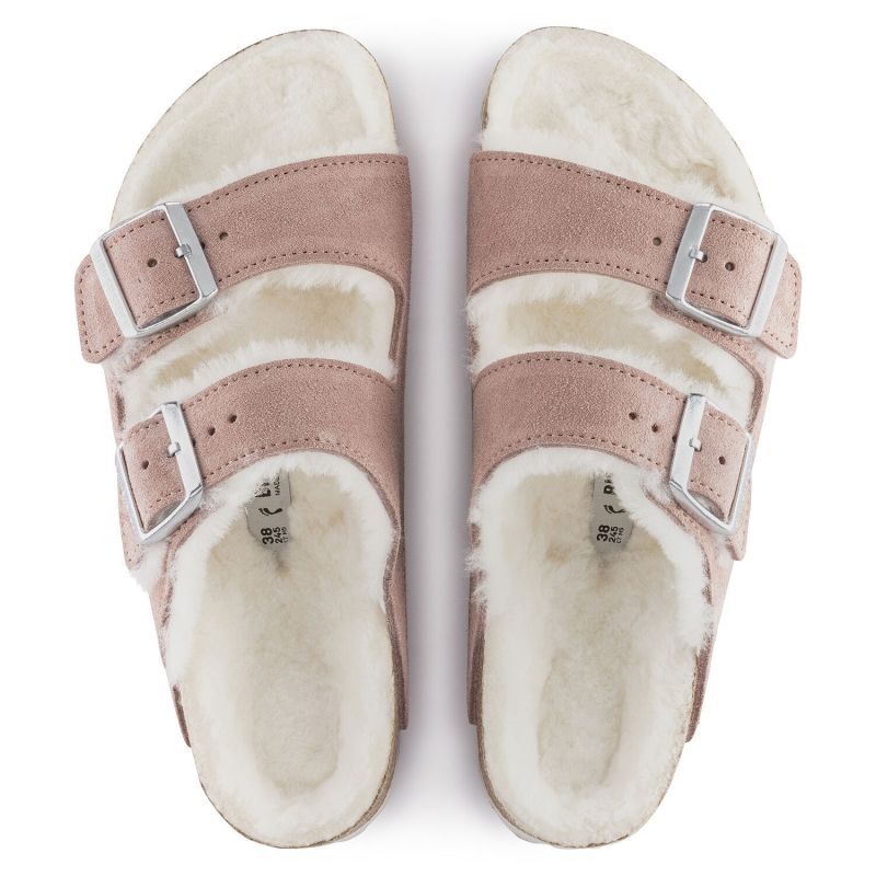 Birkenstock Arizona Suede Leather Shearling Pink Clay LAF Narrow Insulated Flip-Flops (1023258) Footwear/Lifestyle/Brinkenstock/Klapki/chodaki Birkenstock