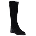 Women's leather cowboy boots with heels, suede, black, Vinceza 133103