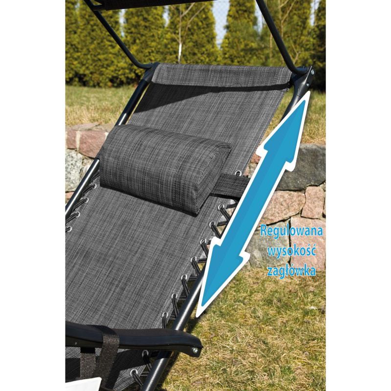 FOLDABLE GARDEN DECK CHAIR WITH CANOPY 173X52/65X110CM GRAY Home and Garden/Garden Your Sports Performance
