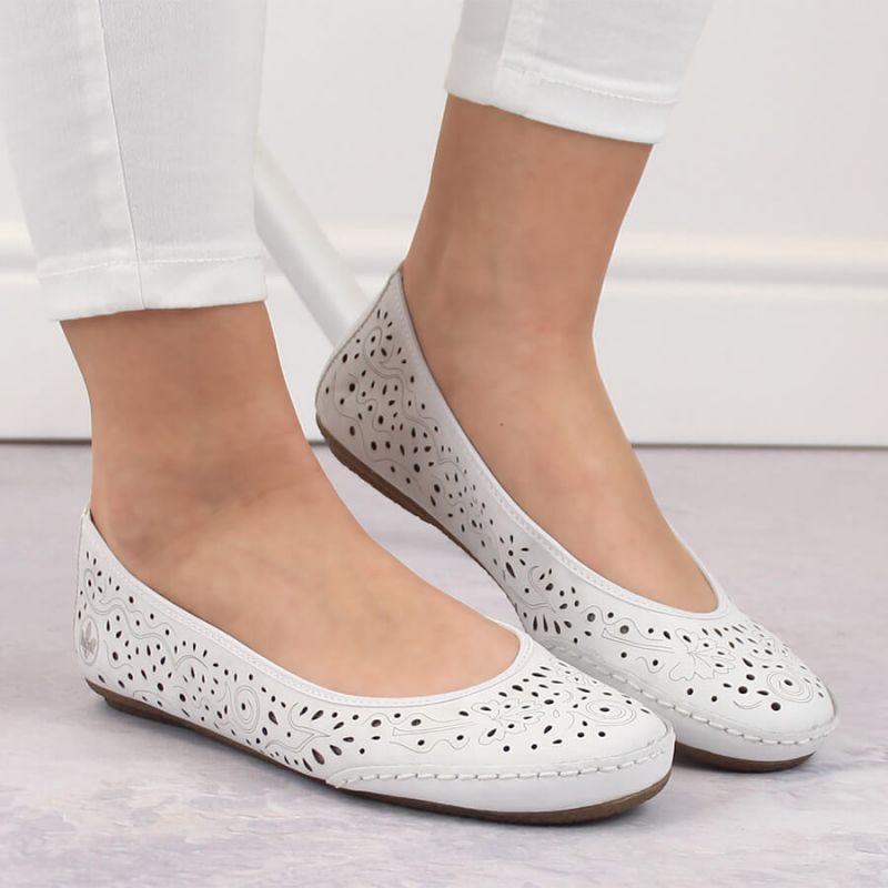 Rieker W RKR649 comfortable leather openwork shoes, white Footwear/Lifestyle/Rieker Your Sports Performance