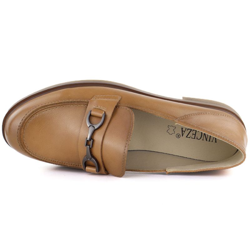 Women's leather loafers, camel, Vinceza 18117 To be categorized Your Sports Performance