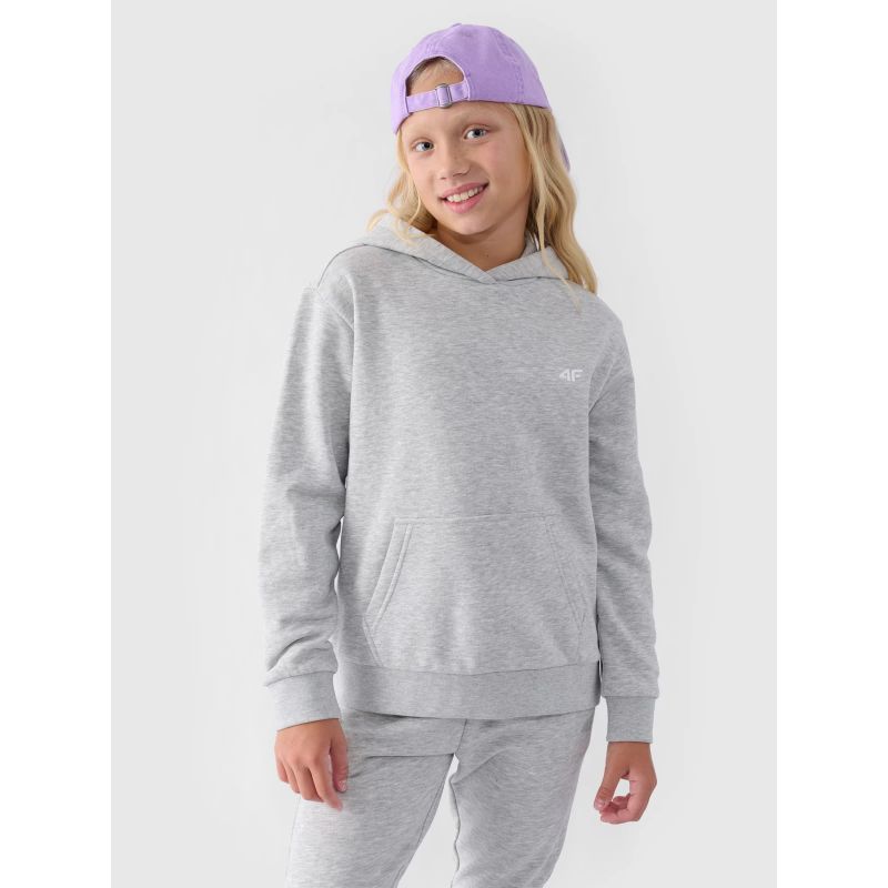 Girls' sweatshirt with hood, open, 4F Junior 4FJWMM00TSWSF1316-27M *Kategoria tymczasowa Your Sports Performance