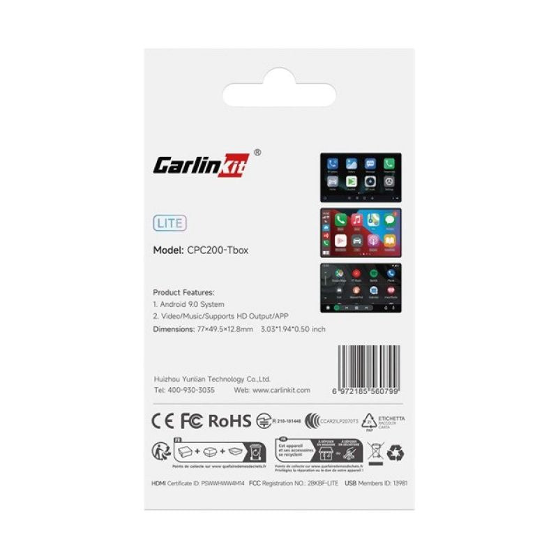Carlinkit Lite S HDMI Wireless Adapter 4GB+32GB Android Auto/Carplay for Car Stereos Black Kable i adaptery/Adaptery, przejściówki Your Sports Performance