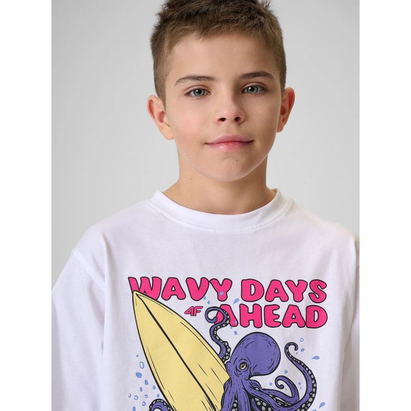 Boy's cotton T-shirt 4F 4FJRSS26TTSHM3904-10S