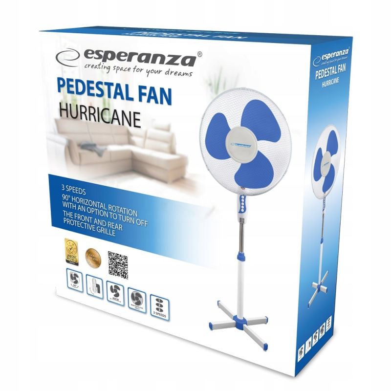 Esperanza HURRICANE EHF001WB standing fan (white) AGD - Produkty/Wentylatory Your Sports Performance